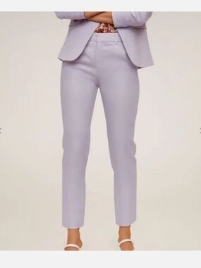 Mango MNG Pastel Purple Lilac 100% Linen Trousers Work Pants Size 4